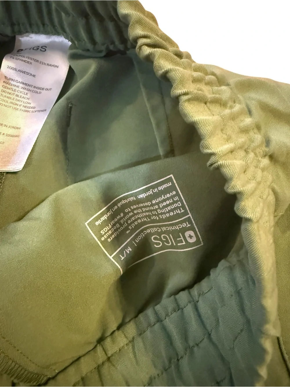 Figs Men's Olive Green Jogger Pants with Neon Drawstring